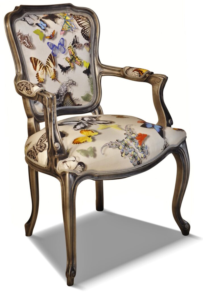 ÉDOUARD laque vieil argent tissu papillon blanc