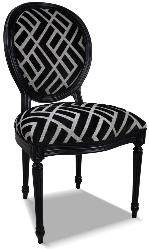 LAURENCE laque noire tissu losange noir