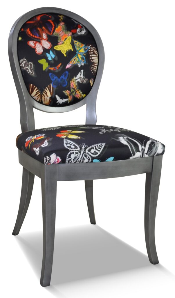 PAULINE laque vieil argent tissu papillon noir