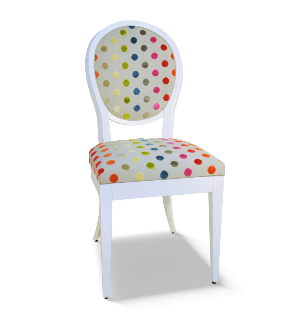 PAULINE pied droit laque blanche tissu revue pois