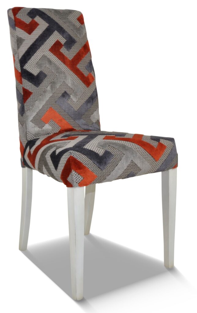 HONORINE laque blanc patiné tissu geometric orange