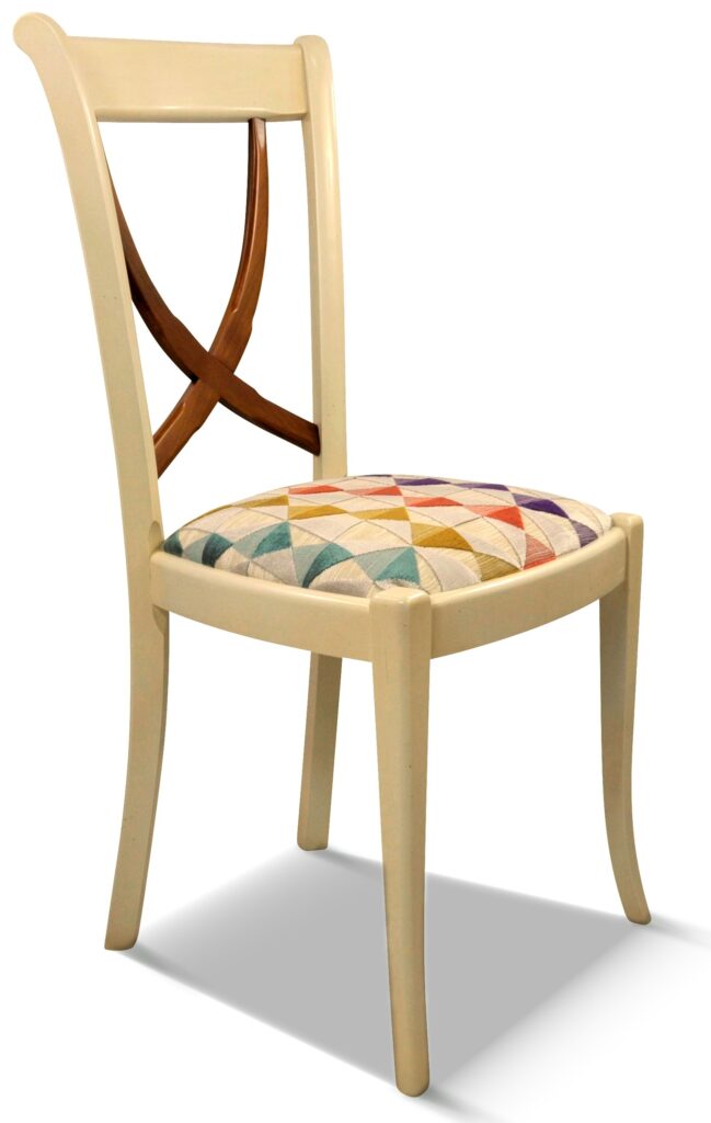 FLORENCE laque blanche croisillon teinte bois tissu louisianne