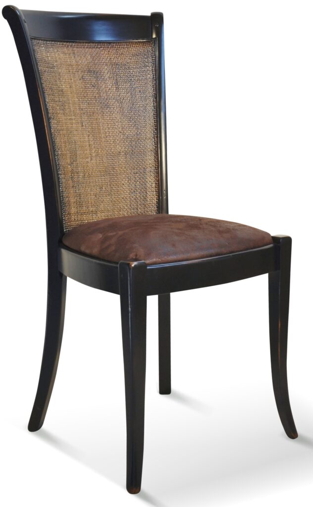 ISABELLE laque noir royal tissu marron vieilli