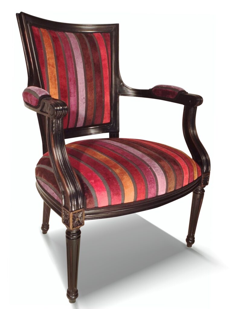 QUENTIN laque noir royal tissu berlet rayure