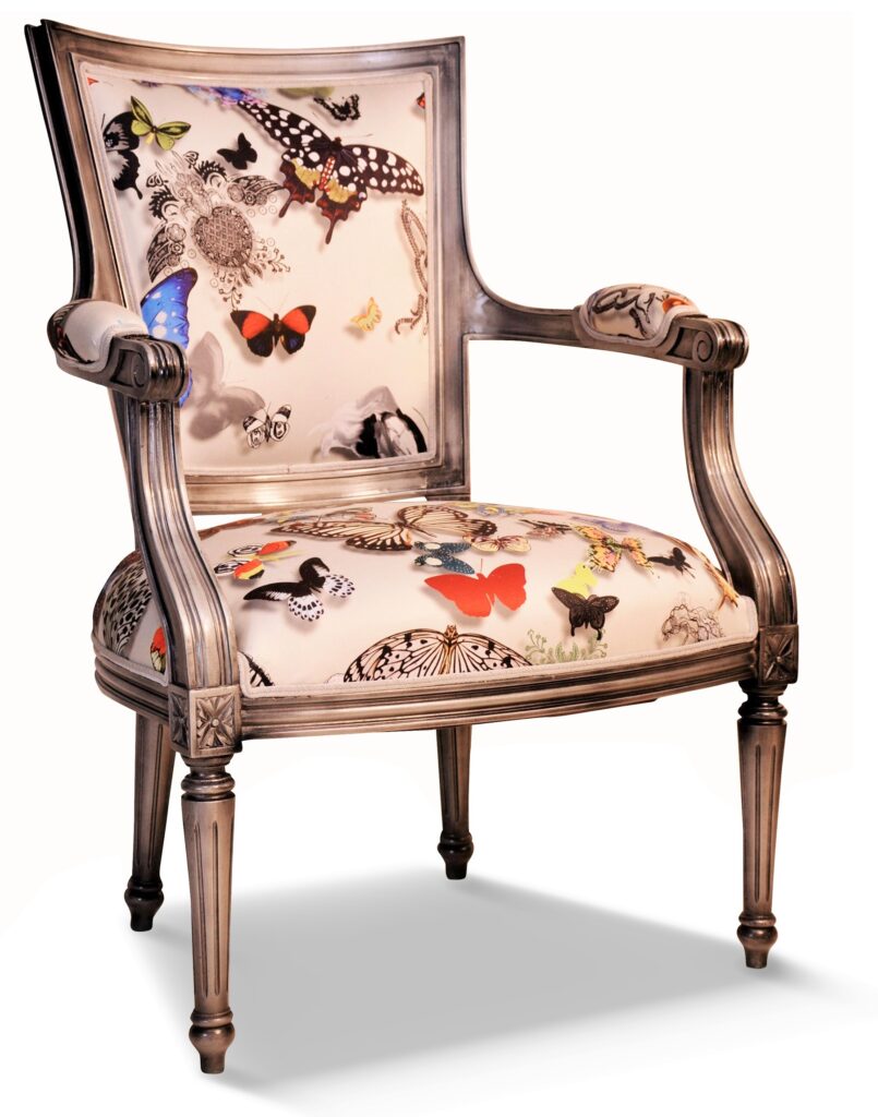 QUENTIN laque vieil argent vieil argent tissu papillon blanc