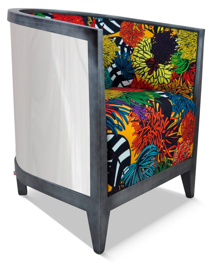 MIROIR laque vieil argent tissu lia multi