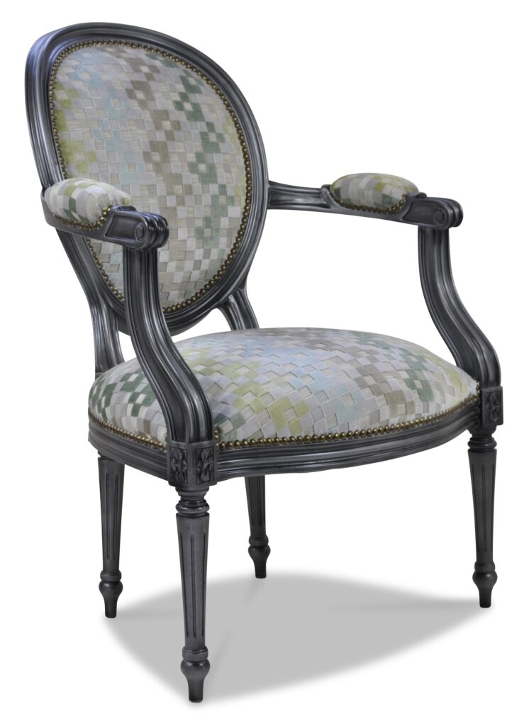 ADRIEN laque vieil argent tissu palm pastel option CLOUTE clou a clou