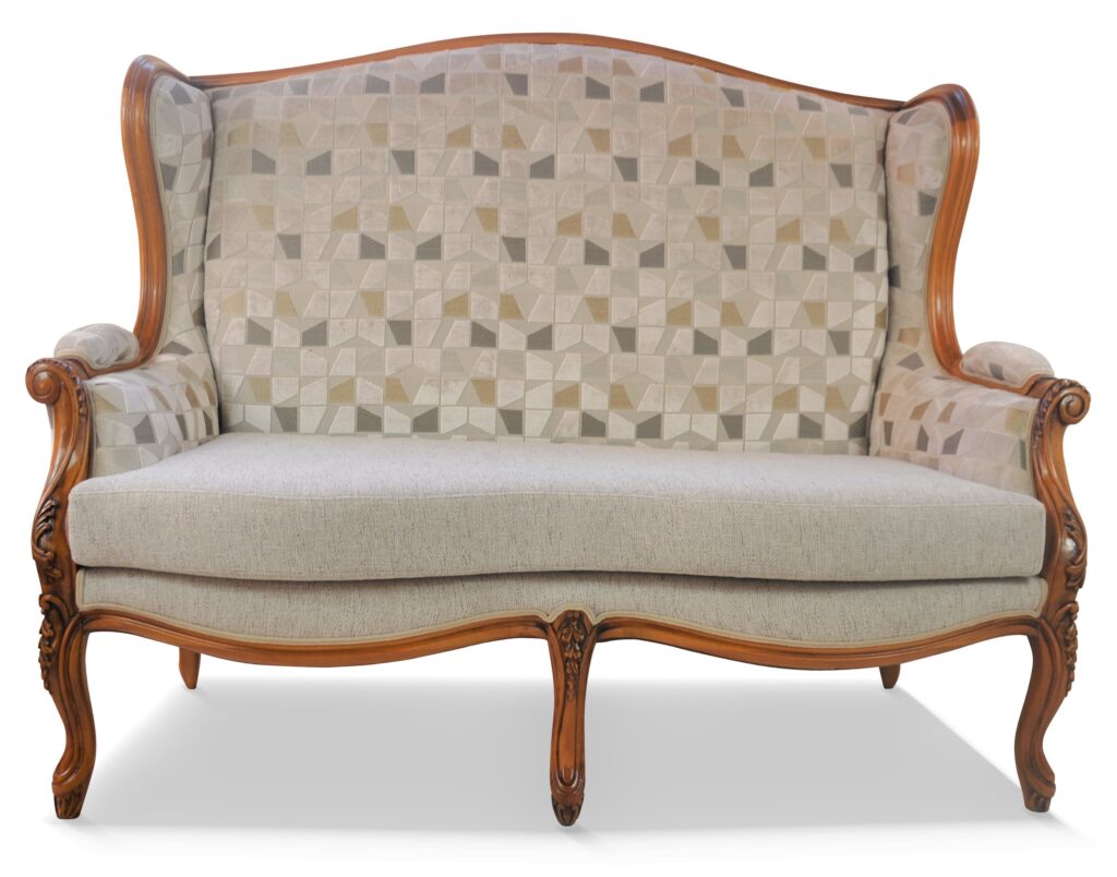 CANAPÉ GAËLLE teinte ch patiné tissus utah (dossier) et saima 02 (assise)