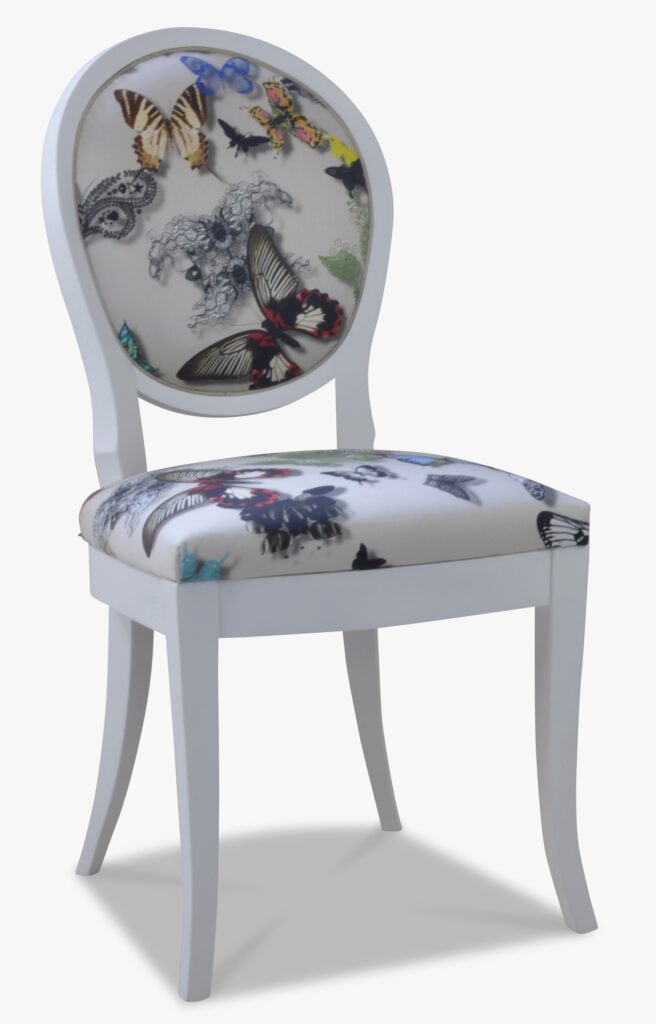 PAULINE laque blanc neige tissu papillon blanc