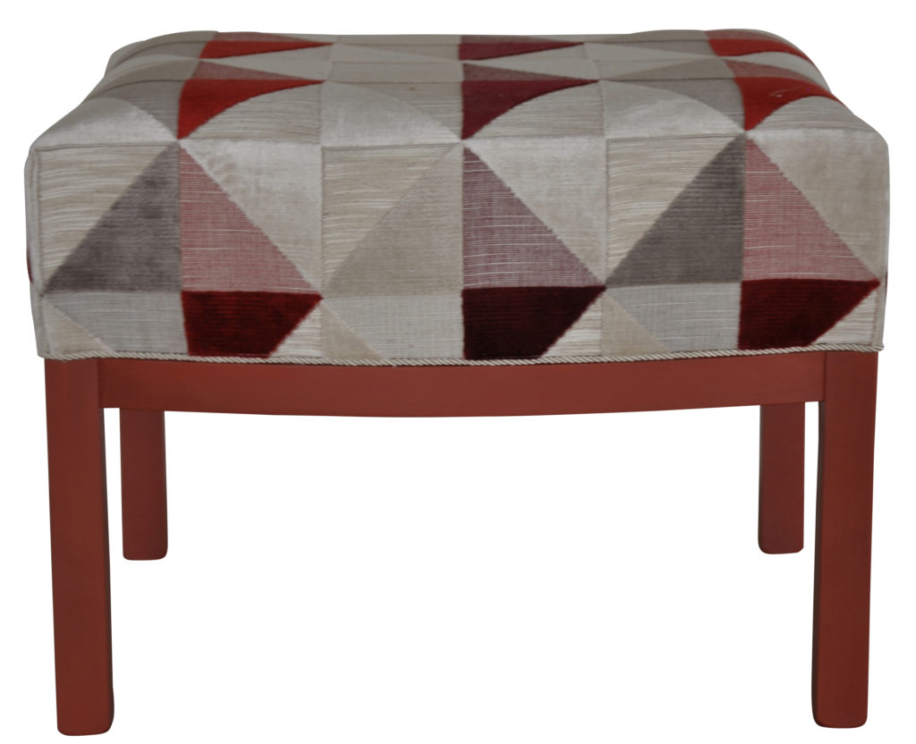 POUF laque rouge et tissu floride rouge