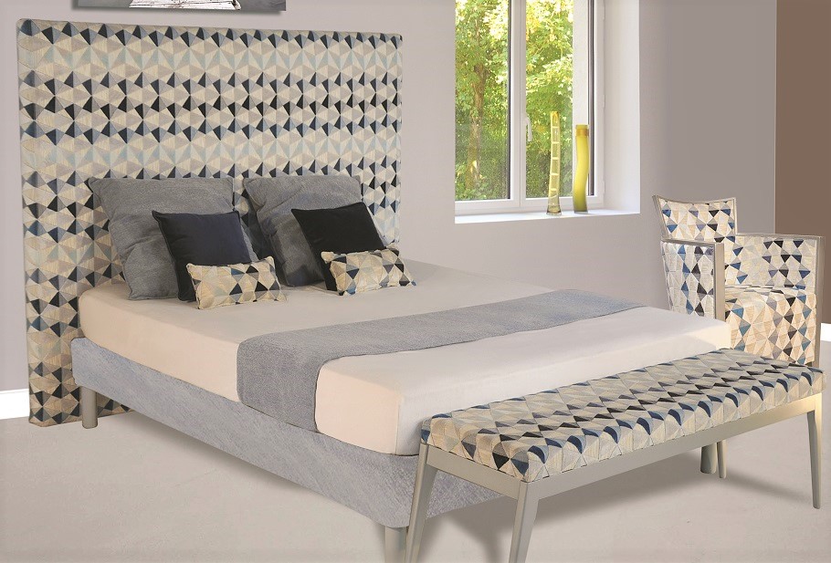 CONSTANCE 180cm hauteur 150cm tissu Orlando bleu