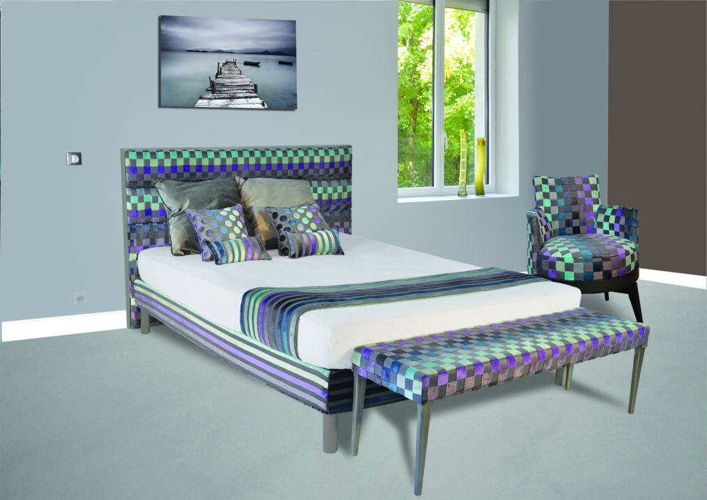 ensemble DAPHNÉE tissu carré mauves