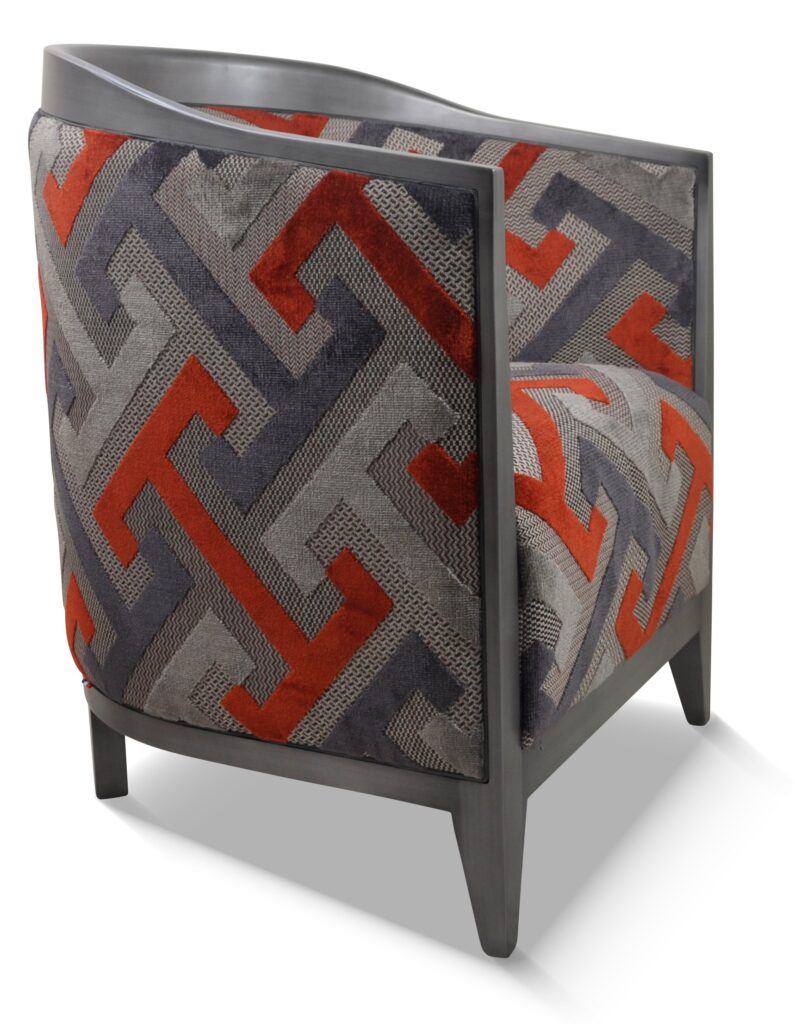 ENZO laque vieil argent tissu losange orange