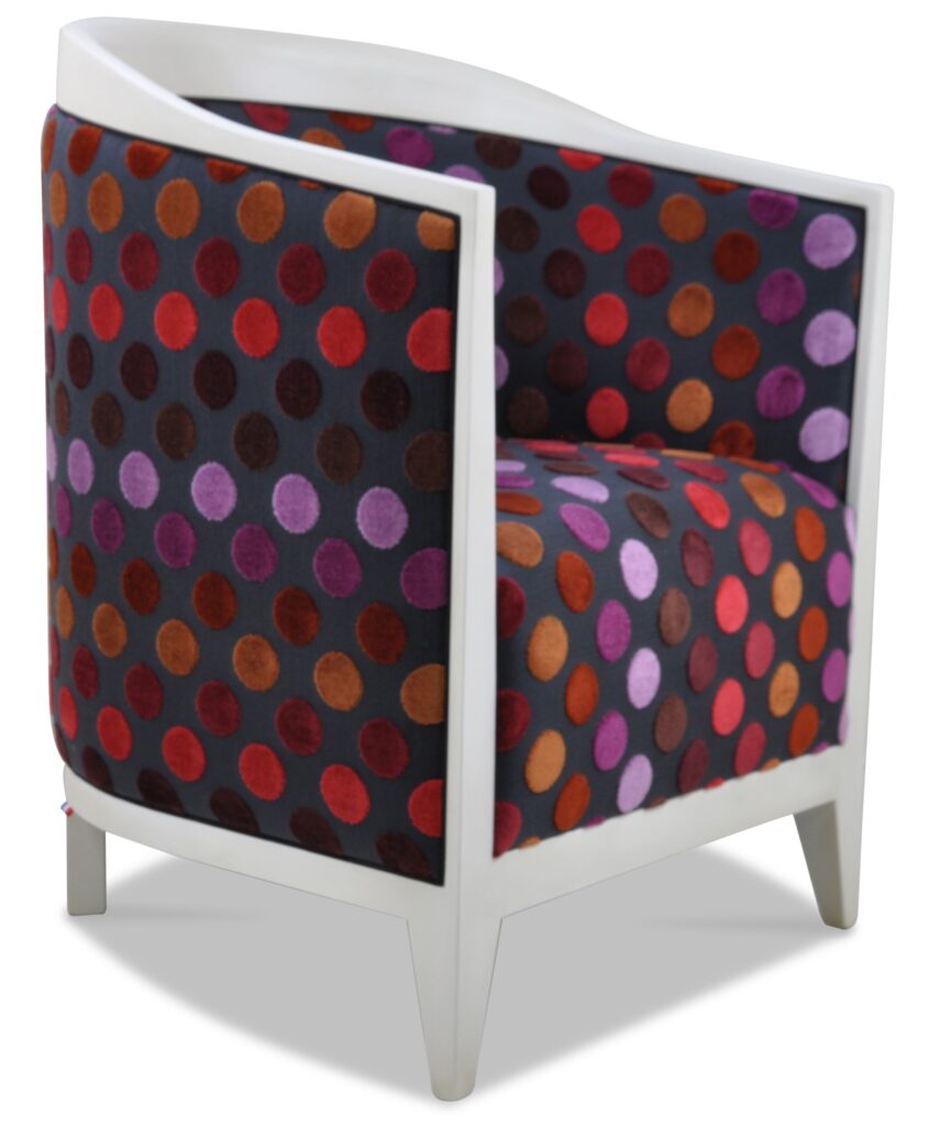 ENZO laque blanc neige tissu berlet pois