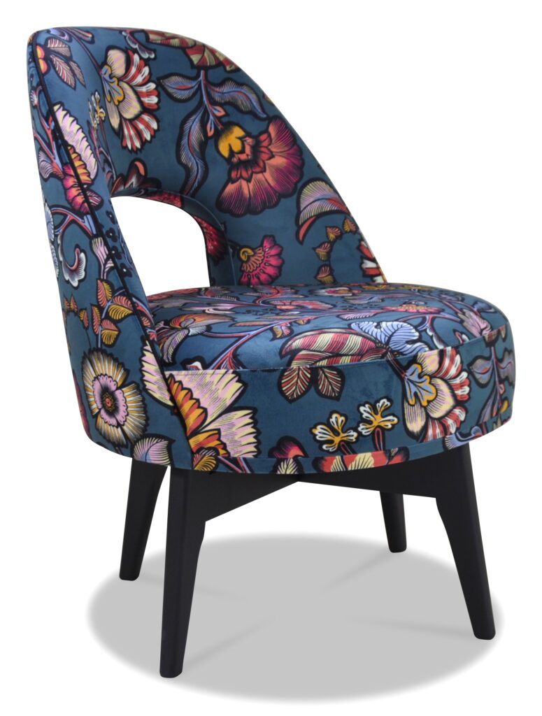 HUGO laque noir tissu flora bleu