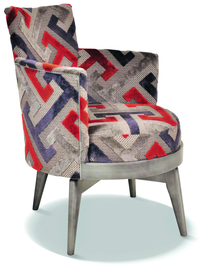 MATHIS vieil argent tissu géométric orange