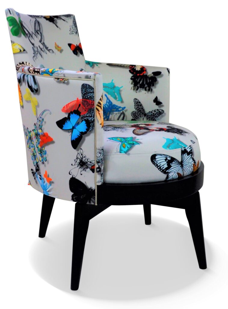 MATHIS laque noire tissu papillon blanc