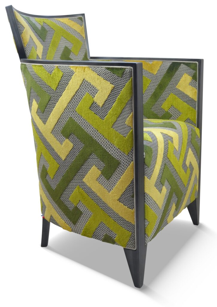 NATHAN laque vieil argent tissu géométric vert