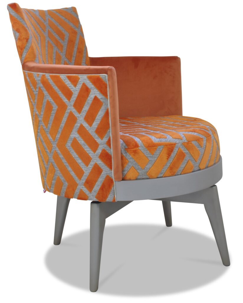 MATHIS laque alu tissus interieur accoudoir brunei 19 tout le reste en losange orange