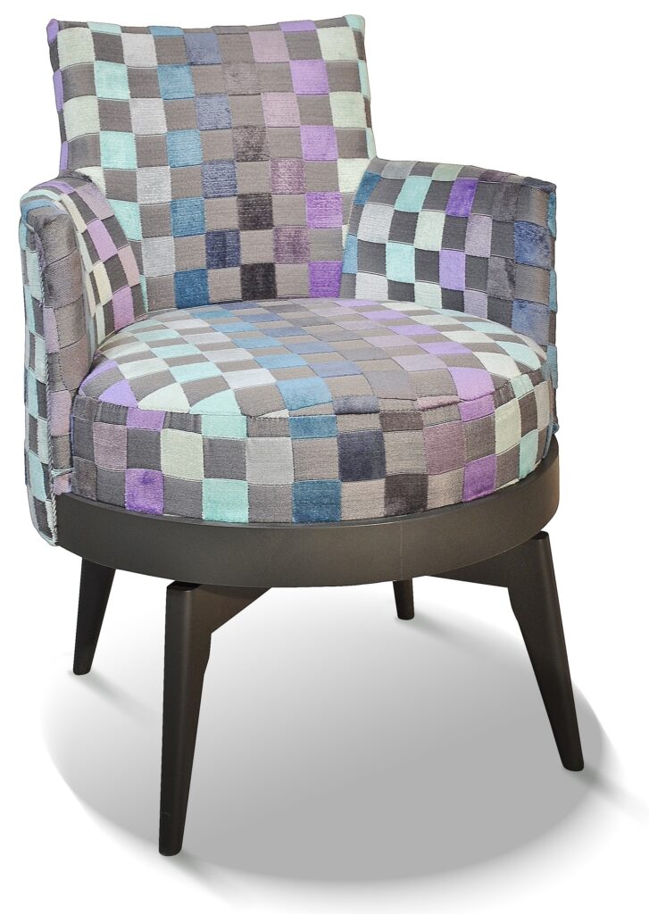 MATHIS laque anthracite tissu carrés mauves