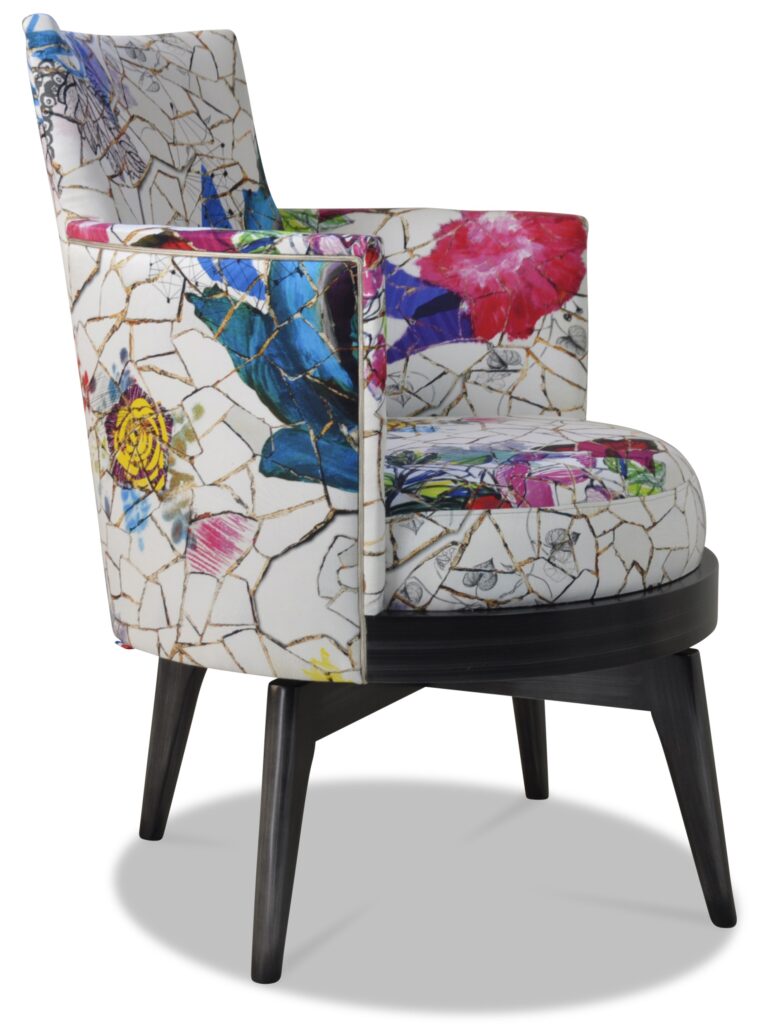 MATHIS laque noire tissu roses