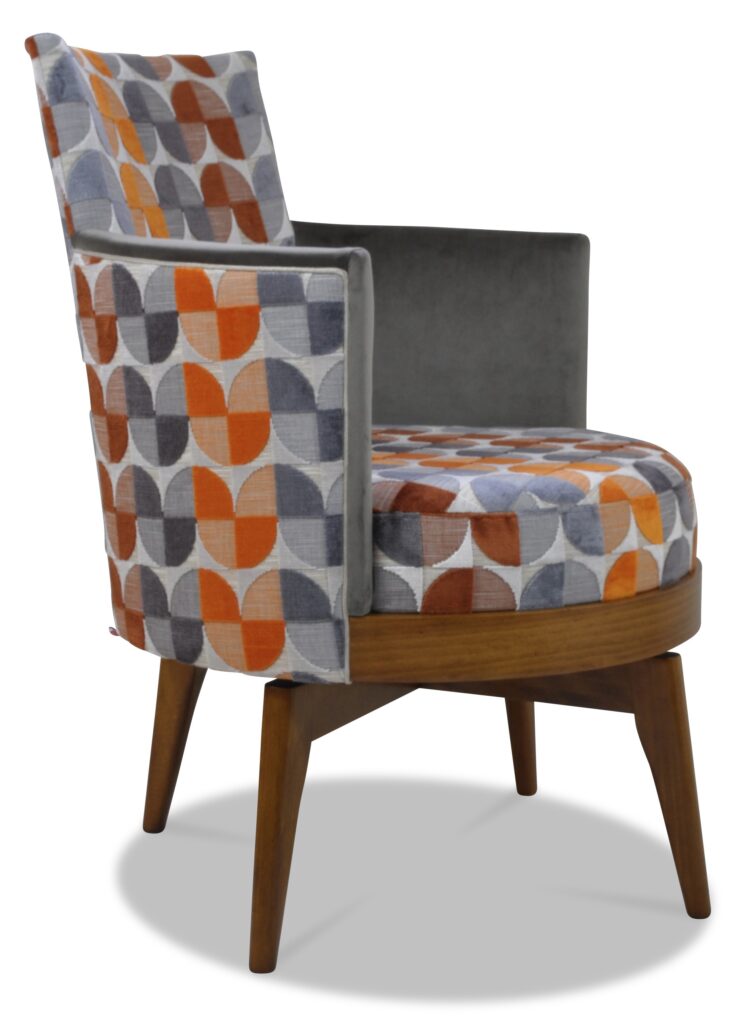 MATHIS teinte ch pati,né tissus assise et exterieur accoudoirs mississipi orange interieur accoudoir brunei 5