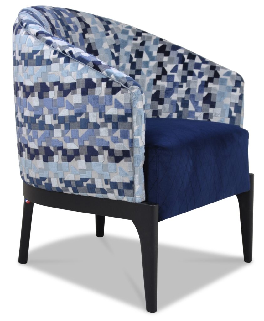 VICTOR laque anthracite tissus assise rombo 39 dossier indiana bleu