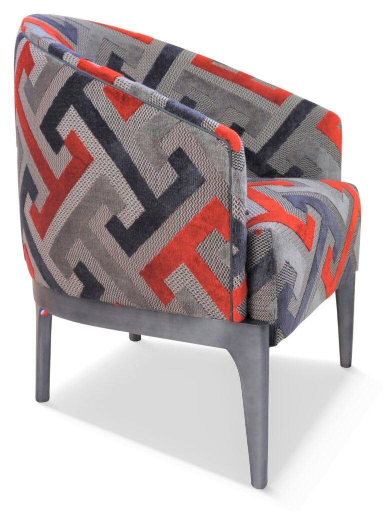 VICTOR laque vieil argent tissu geometric orange