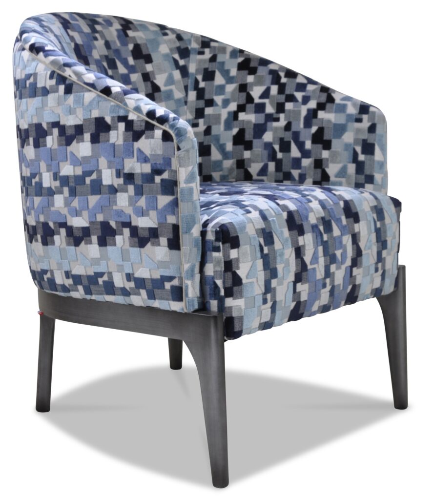 VICTOR laque vieil argent tissu indiana bleu