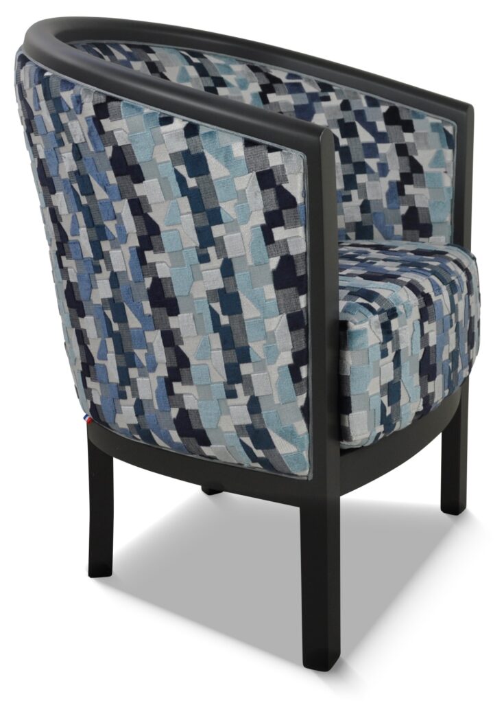 JULIEN laque anthracite tissu indiana bleu