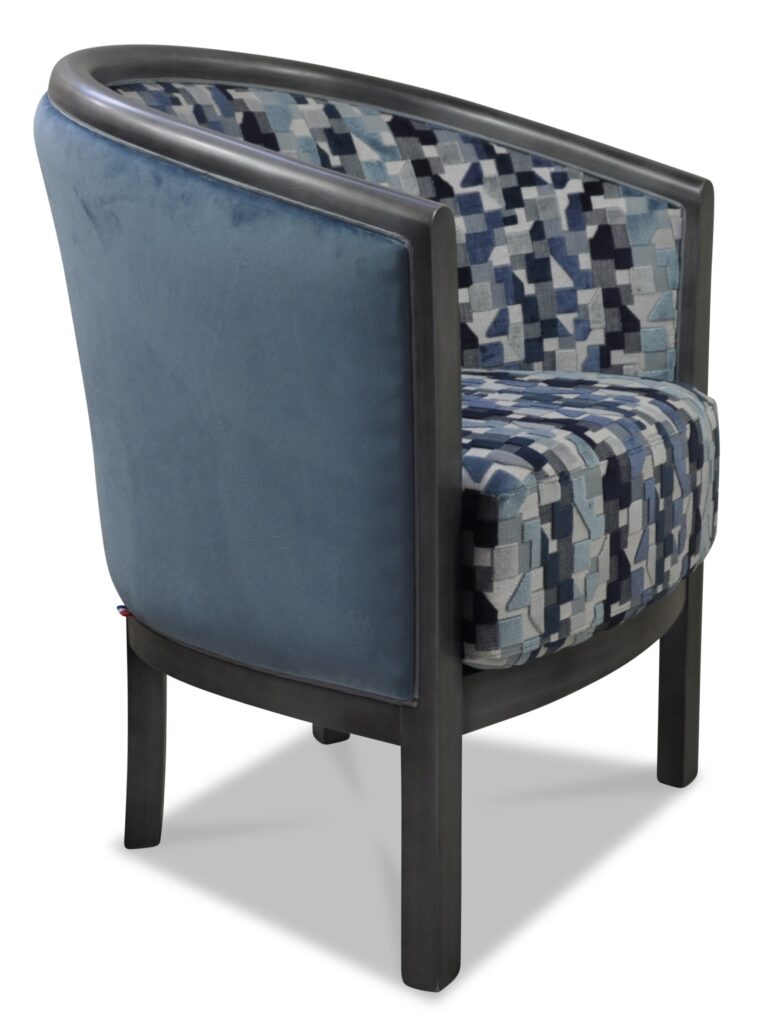 JULIEN laque vieil argent tissus brunei 34 (extérieur) indiana bleu (intérieur)