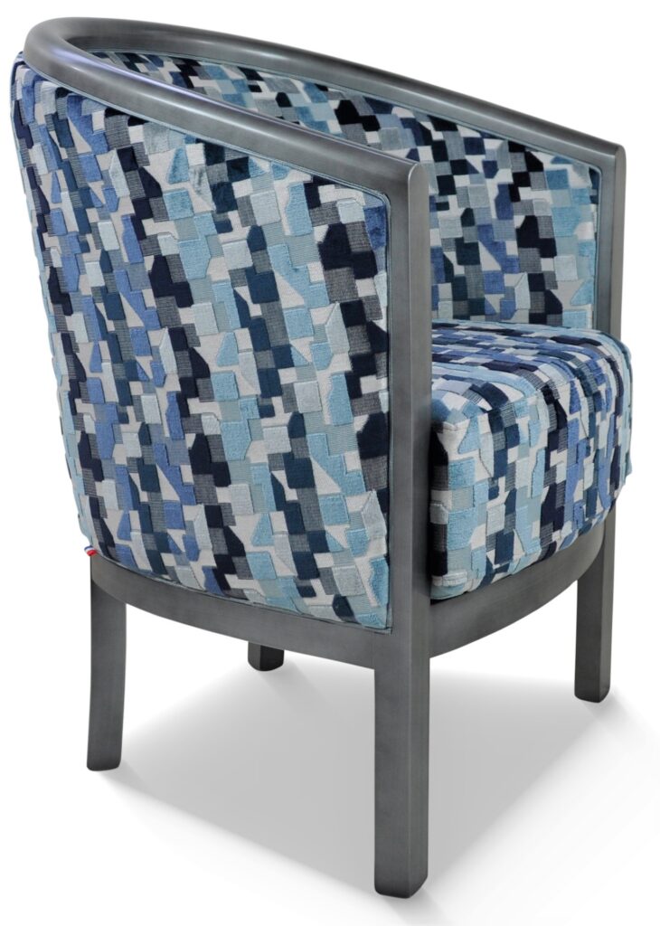 JULIEN laque vieil argent tissu indiana bleu