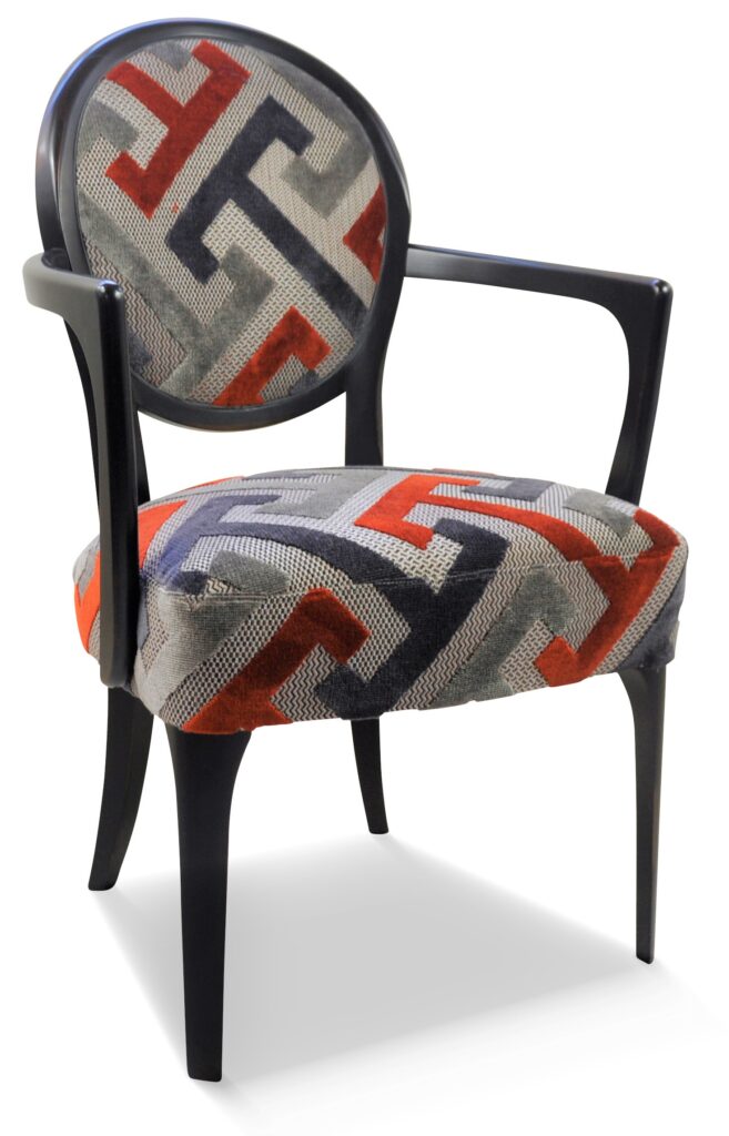 CLÉMENT laque noire tissu geometric orange