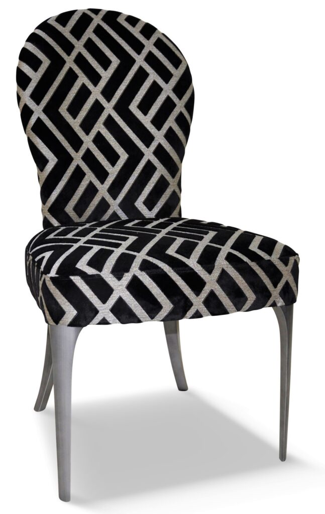 ASHLEY laque vieil argent tissu losange noir