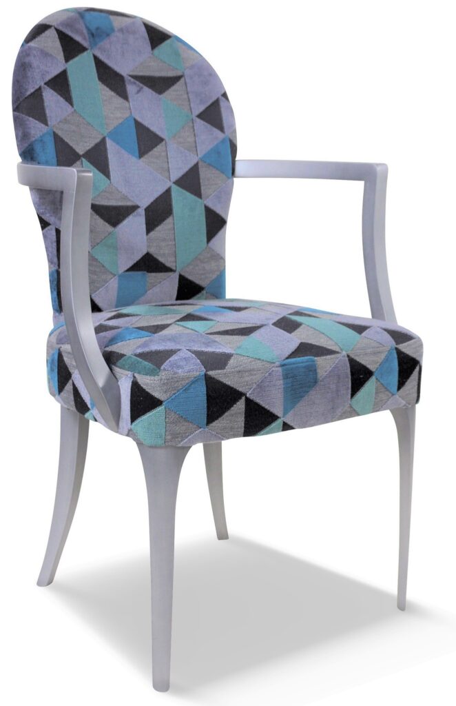 FAUTEUIL ASHLEY laque vieil argent tissu arizona