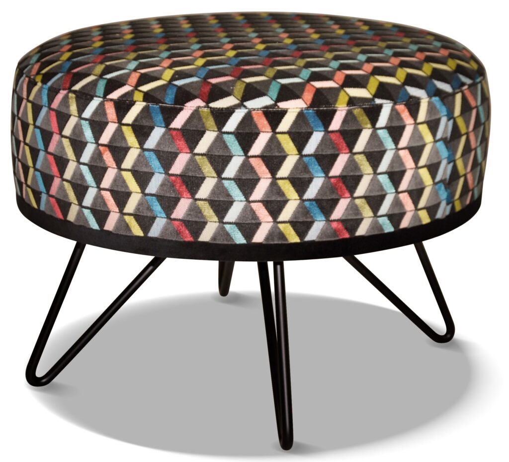 POUF LÉA laque noir tissus splendide noir et brunei 1