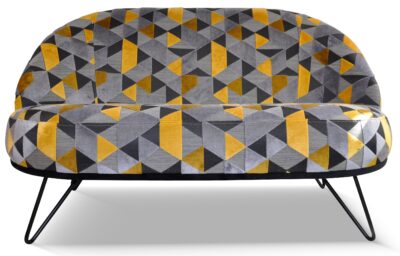 CANAPÉ LÉA laque noire tissu idaho