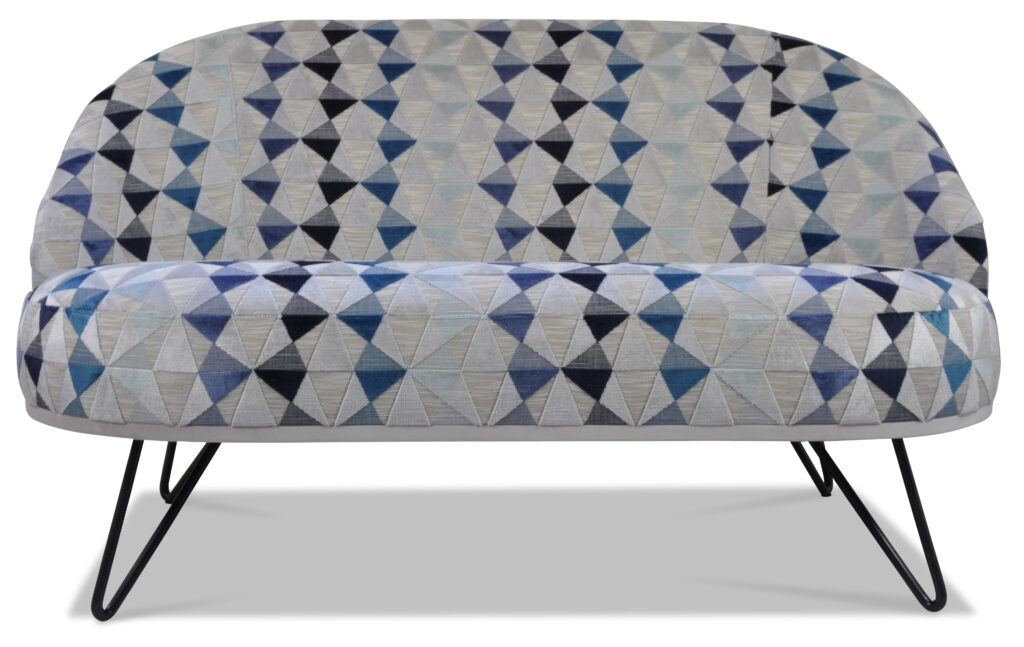 CANAPÉ LÉA laque noire tissu orlmando bleu