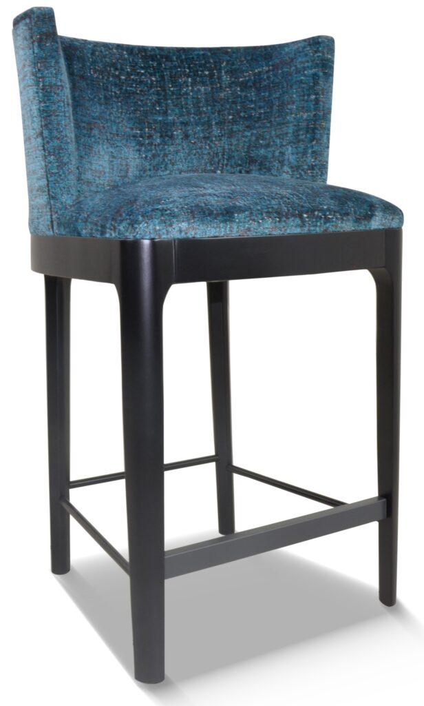 TABOURET ANITA hauteur basse laque noire tissu porto vecchio