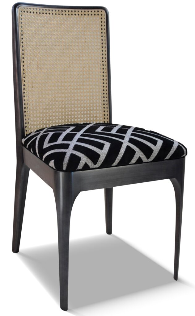 AUGUSTINE DOS CANNÉ laque vieil argent tissu losange noir