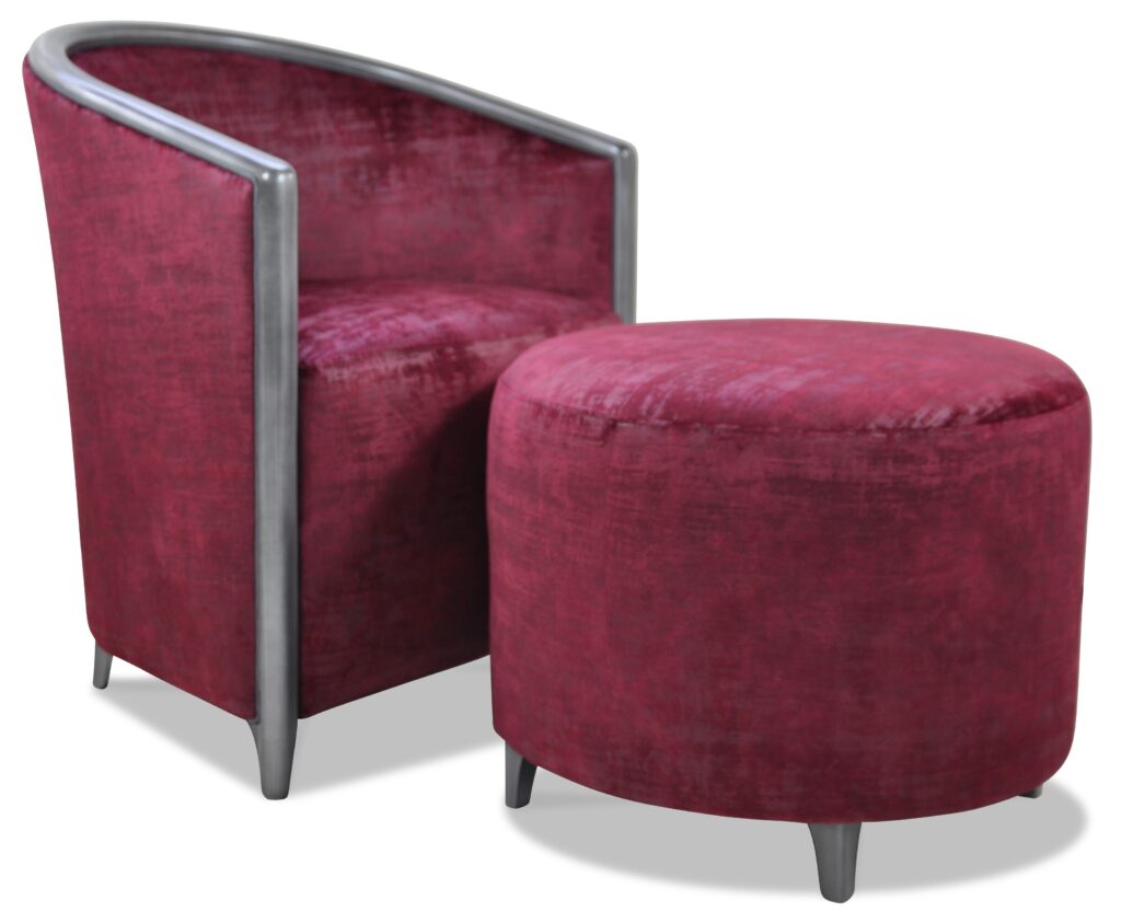 BEN et pouf BEN sur mesure laque vieil argent tissu nagore 13