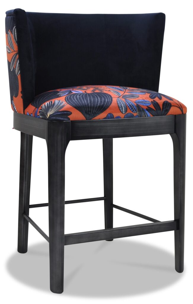 TABOURET hauteur snack laque noire tissus dossier interieur brunei 1 dossier exterieur et assise eurydice