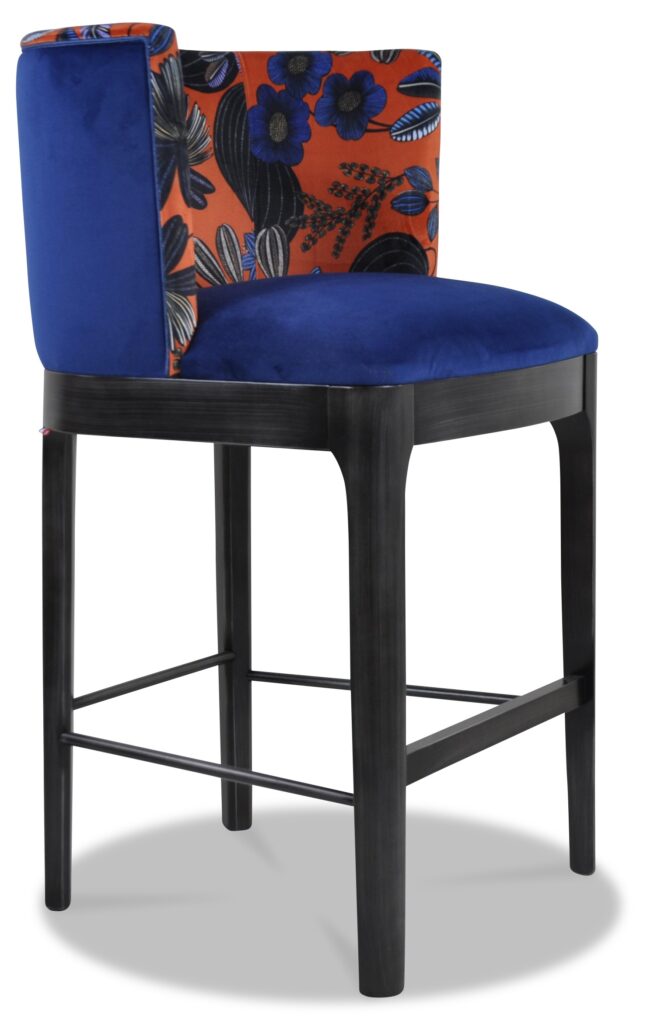 TABOURET ANITA hauteur snack laque oxyde tissu dossier interieur eurydice dos exteroieur et assise brunei 32