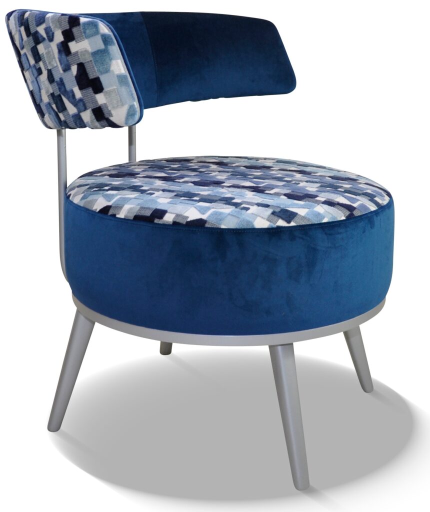 LOLA laque alu tissus dossier arrière dessus assise indiana bleu dossier avant devanture brunei 33