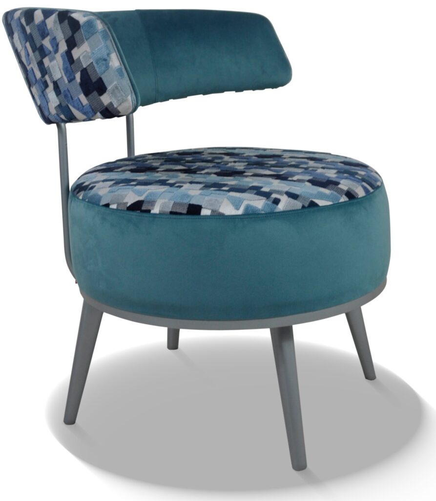 LOLA laque alu tissus devanture et dossier avant brunei 36 dessus assise et dos arière indiana bleu