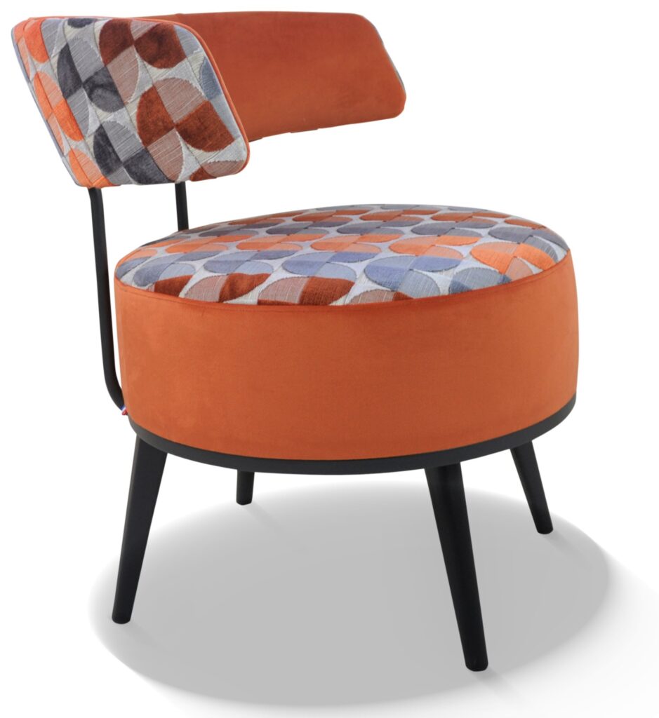 LOLA laque anthracite tissus dos arrière et dessus assise mississipi orange dos avant et devanture assise brunei 19