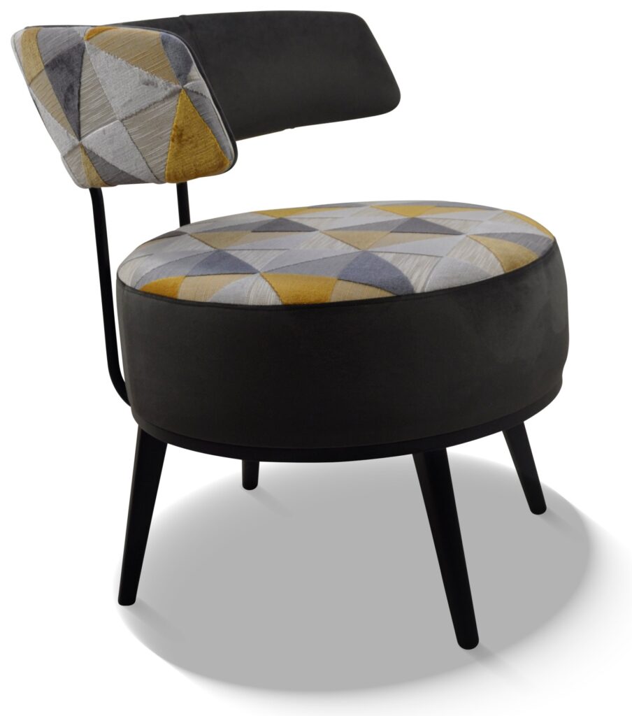 LOLA laque noire tissus devanture et dos avant brunei 1 dos arrière et dessus assise floride jaune