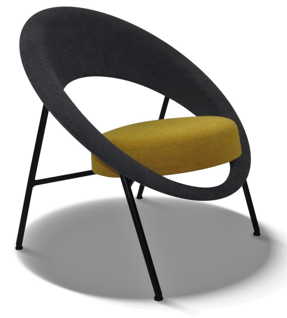 SATURN 71 laque noire anneau tissu saima 40 et assise tissu saima 14