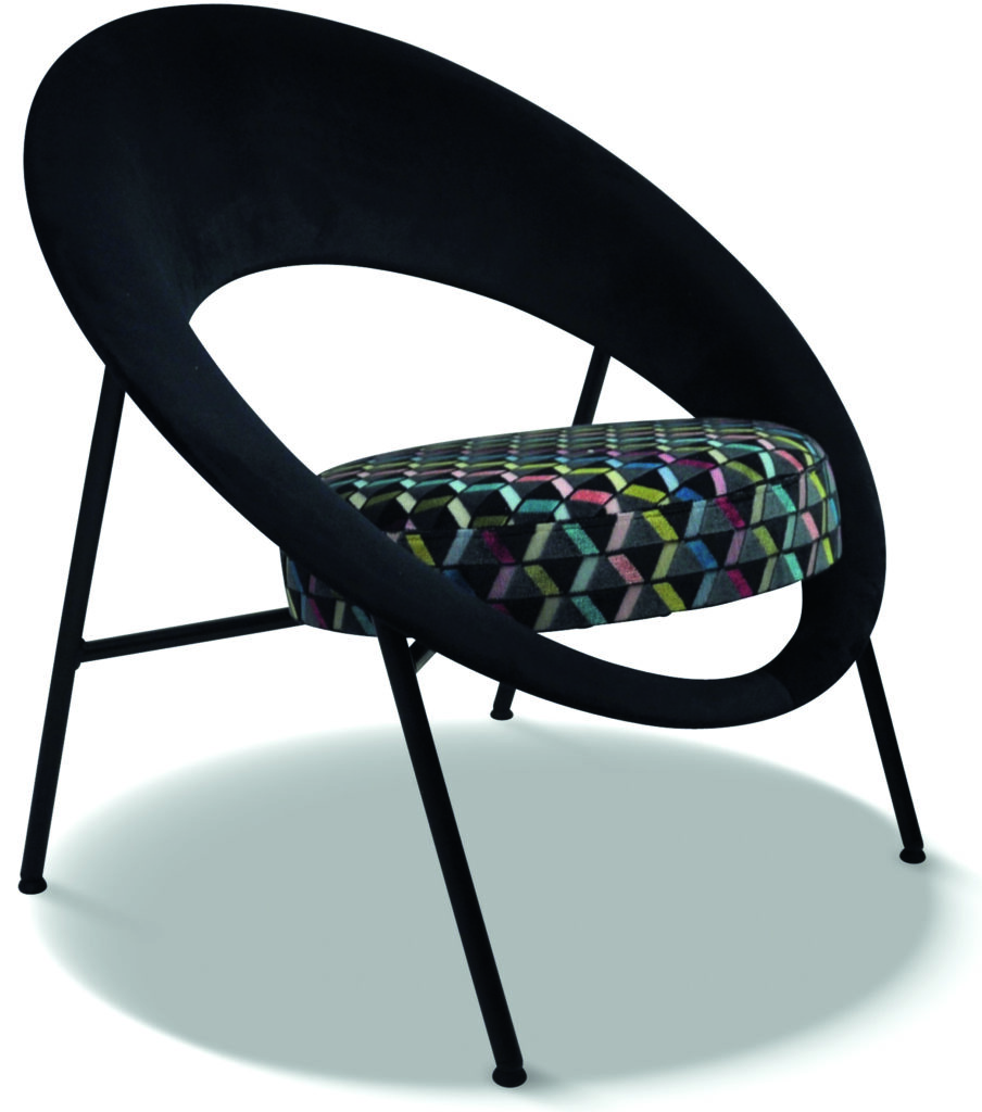 SATURN 71 laque noire tissu anneau brunei 01 et tissu assise en splendide noir