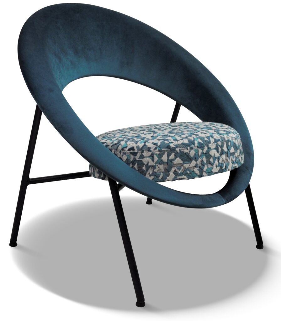 SATURN 71 laque noire tissu anneau brunei 40 et assise tissu californie